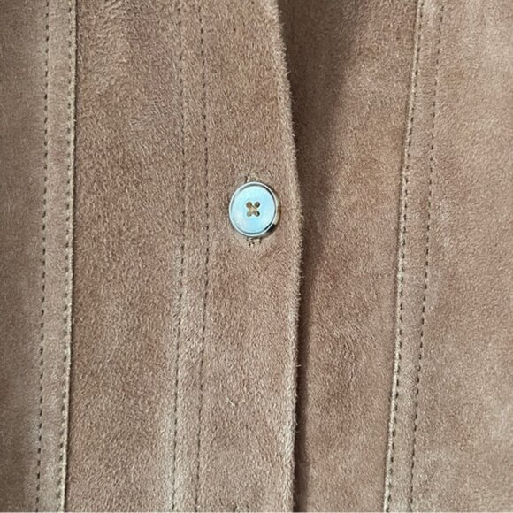 Sézane Will Suede Jacket Brown Tan Size S 100% Suede Classic Parisian Style - Picture 3 of 7